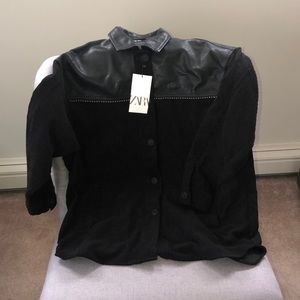 Zara oversized contrasting corduroy button down